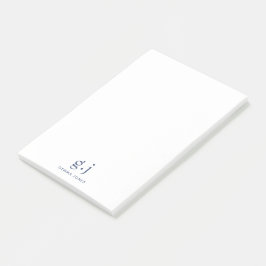 Monogram Classic Elegant Minimal Dusty Blue White Post-it Klebezettel