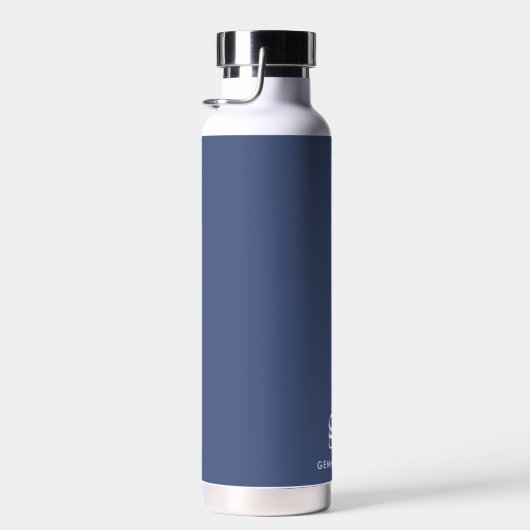 Monogram Classic Elegant Minimal Dusty Blue White Trinkflasche (Rechts)