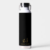 Monogram Classic Elegant Minimal Gold Black Trinkflasche (Vorne)