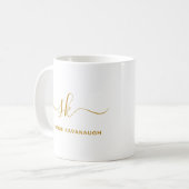 Monogram Classic Elegant Minimal Gold Script Kaffeetasse (Vorderseite Links)