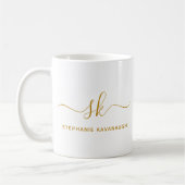 Monogram Classic Elegant Minimal Gold Script Kaffeetasse (Links)