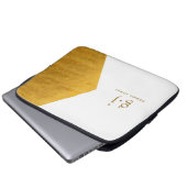 Monogram Classic Elegant Minimal Gold White Laptopschutzhülle (Vorne Knopf)