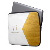 Monogram Classic Elegant Minimal Gold White Laptopschutzhülle (Vorderseite Links)
