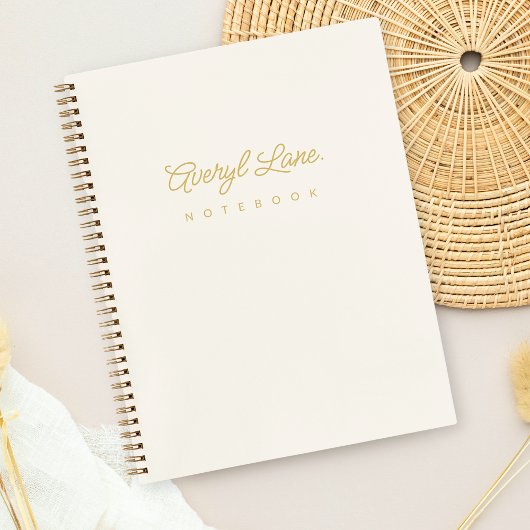 Monogram Classic Elegant Minimal Ivory Gold Script Notizblock