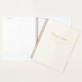 Monogram Classic Elegant Minimal Ivory Gold Script Planer (Anzeige)