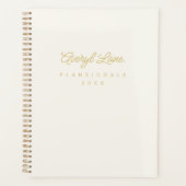 Monogram Classic Elegant Minimal Ivory Gold Script Planer (Vorderseite)