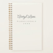 Monogram Classic Elegant Minimal Ivory Gold Script Planer (Vorderseite)