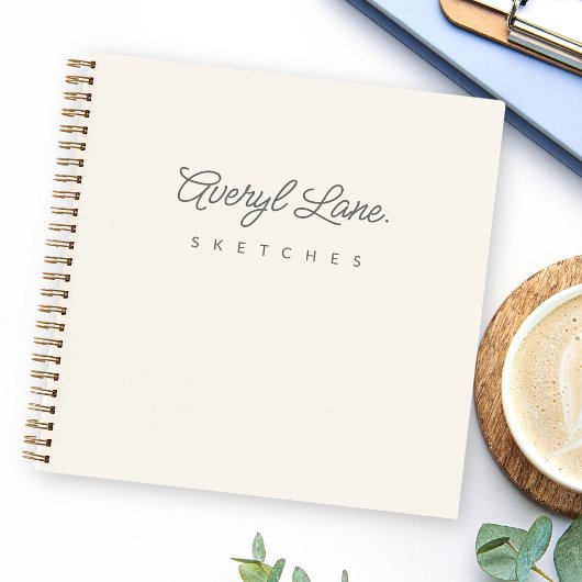 Monogram Classic Elegant Minimal Ivory Sketchbook Notizblock