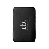 Monogram Classic Elegant Minimal Schwarz und Weiß Badematte (Vorderseite Vertikal)