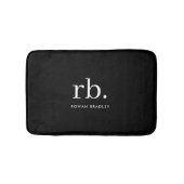 Monogram Classic Elegant Minimal Schwarz und Weiß Badematte (Vorderseite)