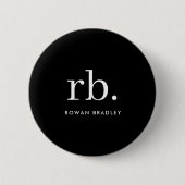 Monogram Classic Elegant Minimal Schwarz und Weiß Button (Vorderseite)