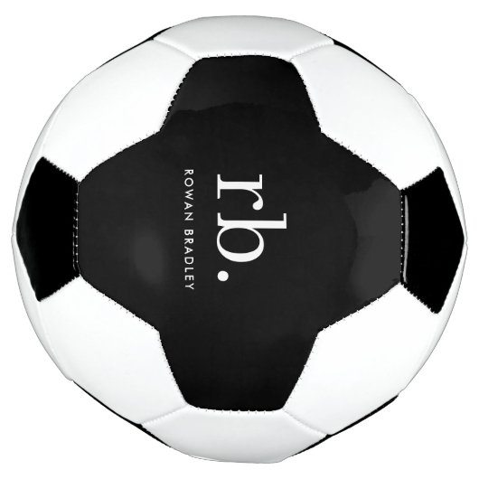 Monogram Classic Elegant Minimal Schwarz und Weiß Fußball (Gedreht)