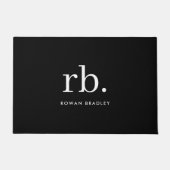 Monogram Classic Elegant Minimal Schwarz und Weiß Fußmatte (Vorderseite)