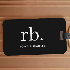 Monogram Classic Elegant Minimal Schwarz und Weiß Gepäckanhänger