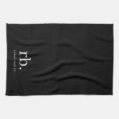 Monogram Classic Elegant Minimal Schwarz und Weiß Geschirrtuch (Horizontal)