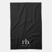 Monogram Classic Elegant Minimal Schwarz und Weiß Geschirrtuch (Vertikal)