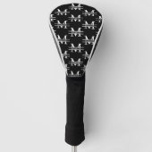 Monogram Classic Elegant Minimal Schwarz und Weiß Golf Headcover (Vorderseite)