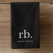 Monogram Classic Elegant Minimal Schwarz und Weiß Handtuch