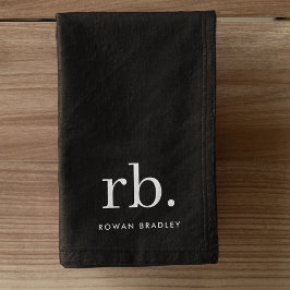 Monogram Classic Elegant Minimal Schwarz und Weiß Handtuch