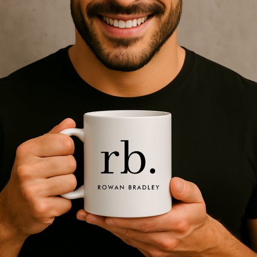 Monogram Classic Elegant Minimal Schwarz und Weiß Kaffeetasse