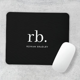 Monogram Classic Elegant Minimal Schwarz und Weiß Mousepad