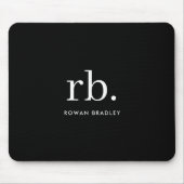 Monogram Classic Elegant Minimal Schwarz und Weiß Mousepad (Vorne)