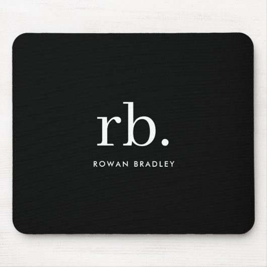 Monogram Classic Elegant Minimal Schwarz und Weiß Mousepad (Vorne)