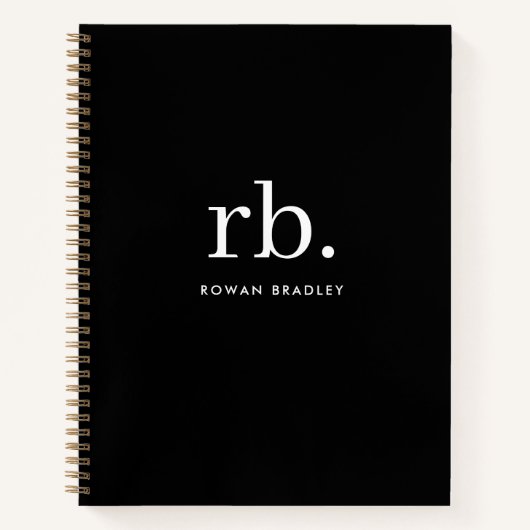Monogram Classic Elegant Minimal Schwarz und Weiß Notizblock (Vorderseite)
