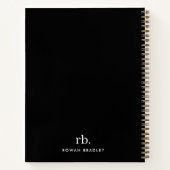Monogram Classic Elegant Minimal Schwarz und Weiß Notizblock (Rückseite)