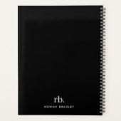 Monogram Classic Elegant Minimal Schwarz und Weiß Planer (Rückseite)