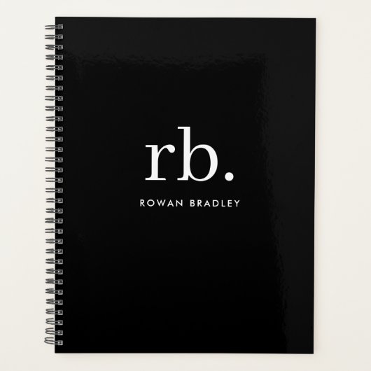 Monogram Classic Elegant Minimal Schwarz und Weiß Planer (Vorderseite)