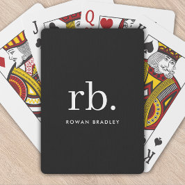 Monogram Classic Elegant Minimal Schwarz und Weiß Spielkarten