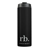 Monogram Classic Elegant Minimal Schwarz und Weiß Thermosbecher (Vorderseite)
