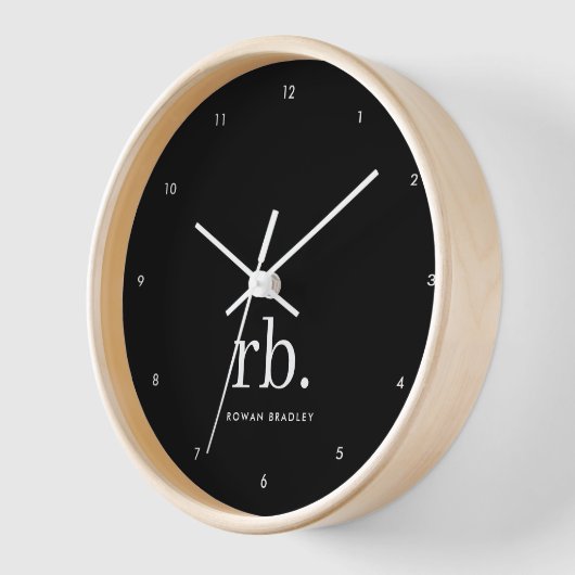 Monogram Classic Elegant Minimal Schwarz und Weiß Uhr (Winkel)