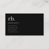 Monogram Classic Elegant Minimal Schwarz und Weiß Visitenkarte (Rückseite)