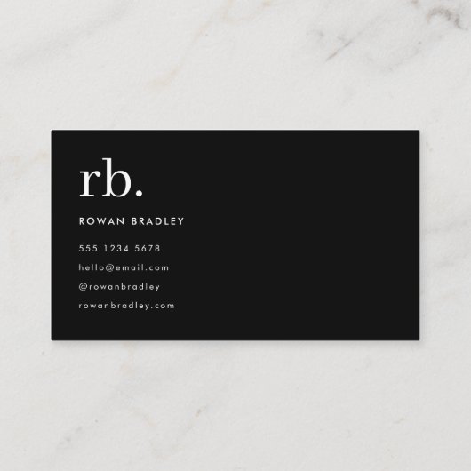 Monogram Classic Elegant Minimal Schwarz und Weiß Visitenkarte (Rückseite)