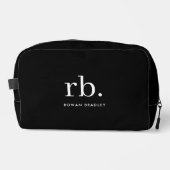 Monogram Classic Elegant Minimal Schwarz und Weiß Waschbeutel (Vorderseite)