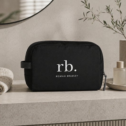 Monogram Classic Elegant Minimal Schwarz und Weiß Waschbeutel