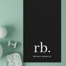 Monogram Classic Elegant Minimal Schwarz und Weiß Yogamatte