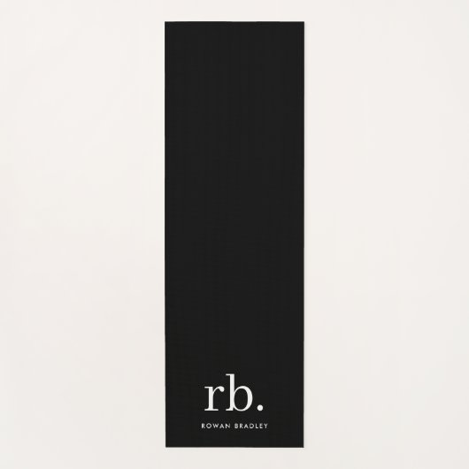 Monogram Classic Elegant Minimal Schwarz und Weiß Yogamatte (Vorderseite)
