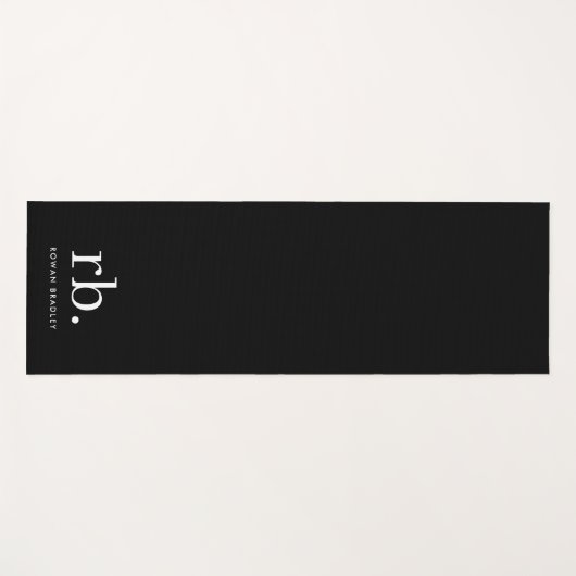 Monogram Classic Elegant Minimal Schwarz und Weiß Yogamatte (Vorderseite (Horizontal))