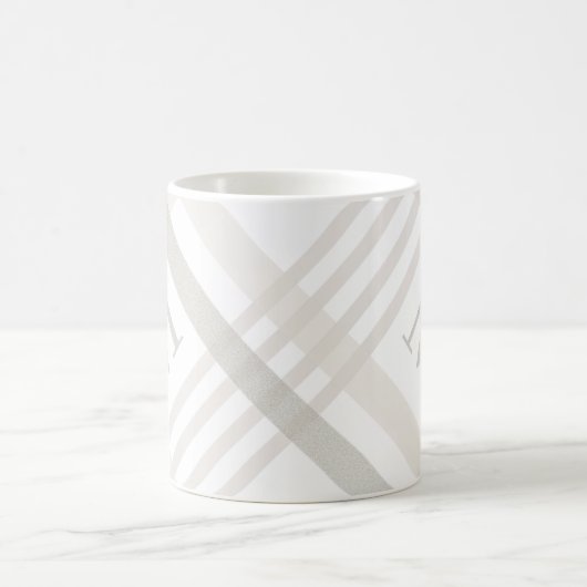 Monogram Classic Elegant Minimaler Karierter Name Kaffeetasse (Mittel)