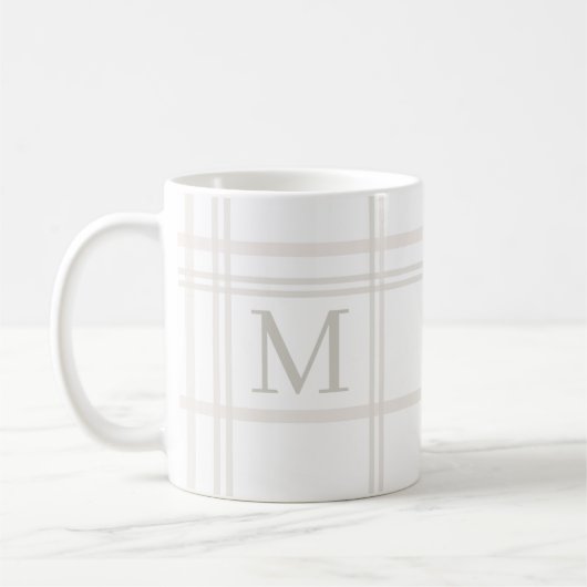 Monogram Classic Elegant Minimaler Karierter Name Kaffeetasse (Links)