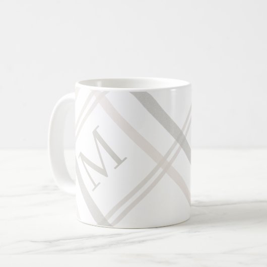 Monogram Classic Elegant Minimaler Karierter Name Kaffeetasse (Vorderseite Links)