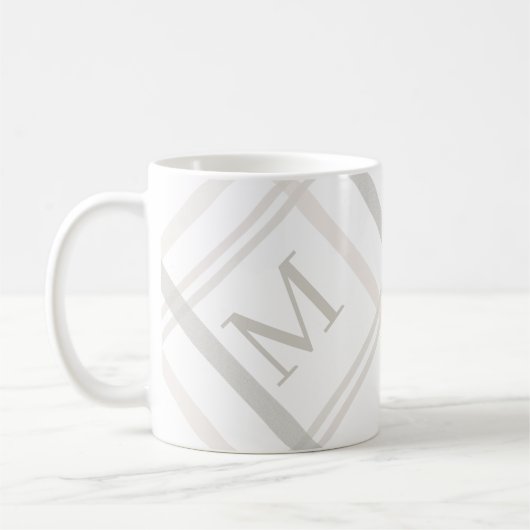 Monogram Classic Elegant Minimaler Karierter Name Kaffeetasse (Links)