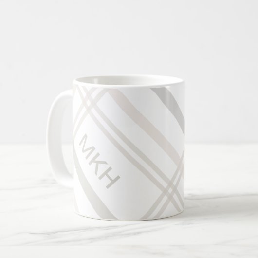 Monogram Classic Elegant Minimaler Karierter Name Kaffeetasse (Vorderseite Links)