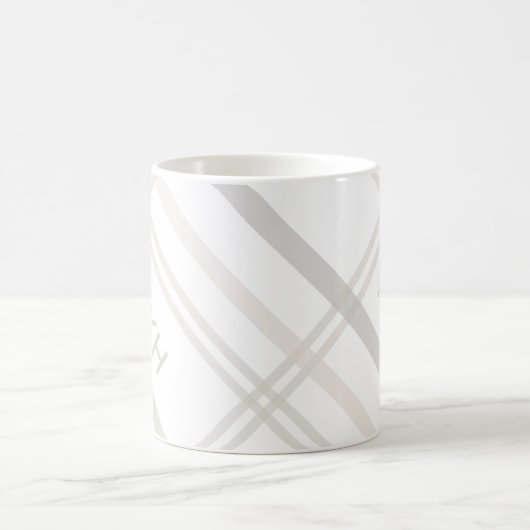 Monogram Classic Elegant Minimaler Karierter Name Kaffeetasse (Mittel)