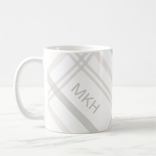 Monogram Classic Elegant Minimaler Karierter Name Kaffeetasse (Links)