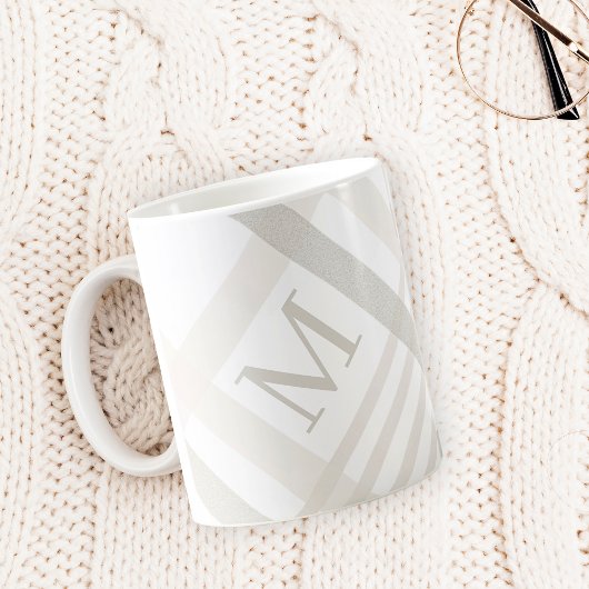 Monogram Classic Elegant Minimaler Karierter Name Kaffeetasse