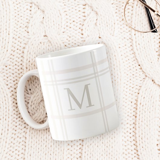 Monogram Classic Elegant Minimaler Karierter Name Kaffeetasse